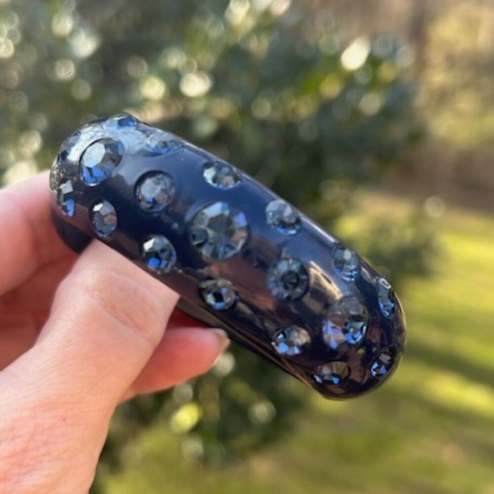 ALBERT WEISS Midnight Blue Rhinestone Clamper BRACELET